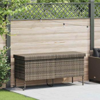 ARDEBO.de - Gartentruhe mit Rollen Grau 160x55x75 cm Poly Rattan