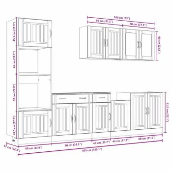 7-tlg. Küchenschrank-Set Kalmar Altholz-Optik Holzwerkstoff