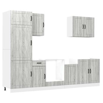 ARDEBO.de - 7-tlg. Küchenschrank-Set Kalmar Grau Sonoma Holzwerkstoff