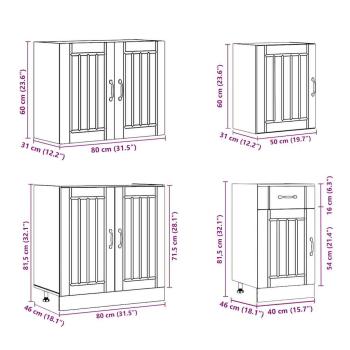 7-tlg. Küchenschrank-Set Kalmar Betongrau Holzwerkstoff