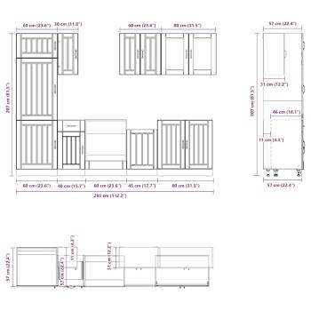 8-tlg. Küchenschrank-Set Kalmar Artisan-Eiche Holzwerkstoff