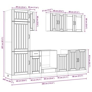 8-tlg. Küchenschrank-Set Kalmar Artisan-Eiche Holzwerkstoff