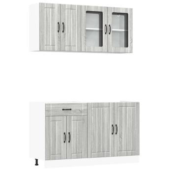 4-tlg. Küchenschrank-Set Kalmar Grau Sonoma Holzwerkstoff