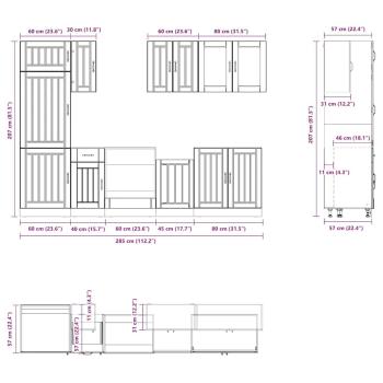8-tlg. Küchenschrank-Set Kalmar Räuchereiche Holzwerkstoff