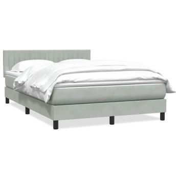 ARDEBO.de - Boxspringbett mit Matratze Hellgrau 140x210 cm Samt