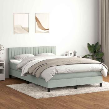 Boxspringbett mit Matratze Hellgrau 140x210 cm Samt