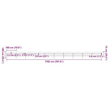 Gartenzaun mit Speerspitzen Stahl (0,75 - 1) x 17 m Schwarz