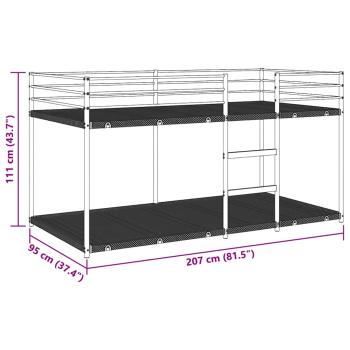 Etagenbett ohne Matratze Weiß 90x200 cm Stahl