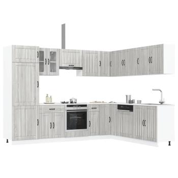 ARDEBO.de - 14-tlg. Küchenschrank-Set Lucca Grau Sonoma Holzwerkstoff