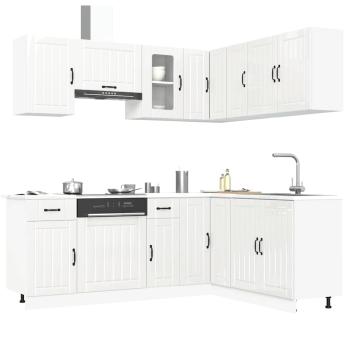 ARDEBO.de - 11-tlg. Küchenschrank-Set Lucca Hochglanz-Weiß Holzwerkstoff