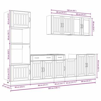 7-tlg. Küchenschrank-Set Kalmar Artisan-Eiche Holzwerkstoff