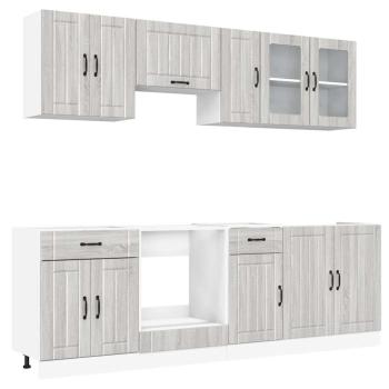 ARDEBO.de - 8-tlg. Küchenschrank-Set Kalmar Grau Sonoma Holzwerkstoff