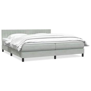 ARDEBO.de - Boxspringbett mit Matratze Hellgrau 180x210 cm Samt