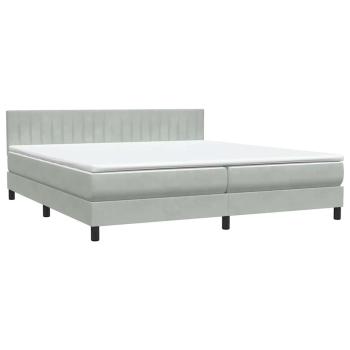Boxspringbett mit Matratze Hellgrau 180x210 cm Samt