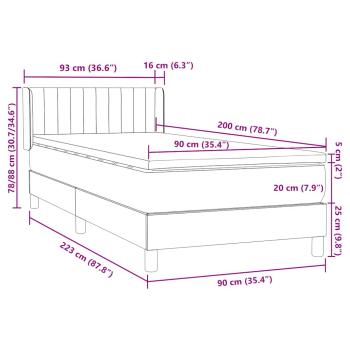 Boxspringbett mit Matratze Dunkelgrau 90x220 cm Samt