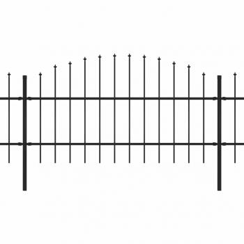 Gartenzaun mit Speerspitzen Stahl (0,75 - 1) x 3,4 m Schwarz
