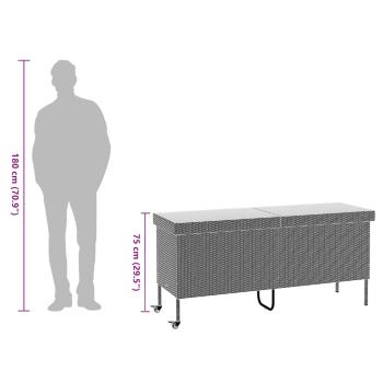 Gartentruhe mit Rollen Braun 160x55x75 cm Poly Rattan