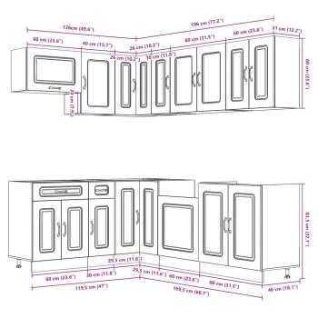 11tlg. Küchenschrank-Set Lucca Braun Eichen-Optik Holzwerkstoff