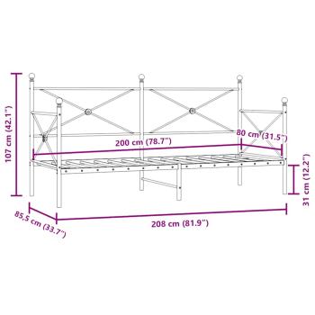 Tagesbett ohne Matratze Weiß 80x200 cm Stahl