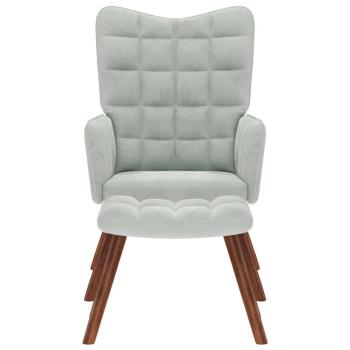 Relaxsessel mit Hocker Hellgrau Samt