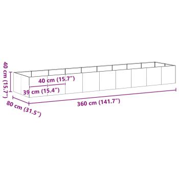 Pflanzgefäß Weiß 360x80x40 cm Stahl