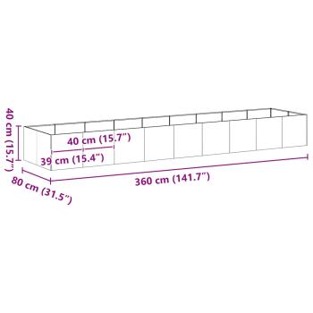 Pflanzgefäß 360x80x40 cm Stahl verzinkt