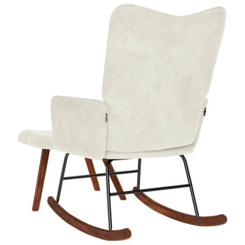Schaukelstuhl mit Hocker Creme Samt