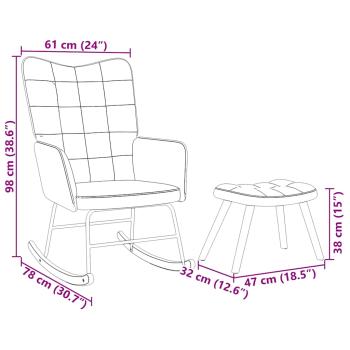 Schaukelstuhl mit Hocker Pink Velvet