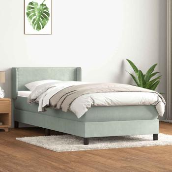 ARDEBO.de - Boxspringbett mit Matratze Hellgrau 80x220 cm Samt