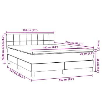Boxspringbett mit Matratze Hellgrau 160x210 cm Samt