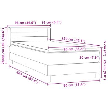 ARDEBO.de - Boxspringbett mit Matratze Hellgrau 90x220 cm Samt