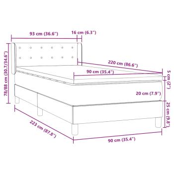 Boxspringbett mit Matratze Schwarz 90x220 cm Samt