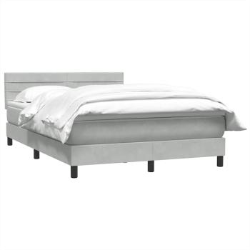 Boxspringbett mit Matratze Hellgrau 160x220 cm Samt