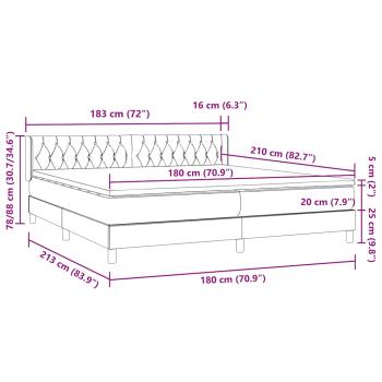 Boxspringbett mit Matratze Dunkelgrau 180x210 cm Samt