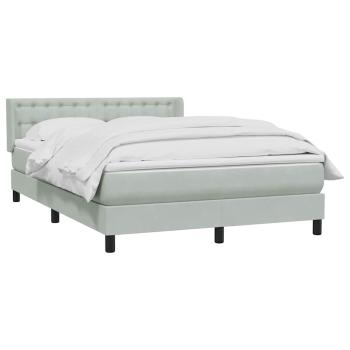 Boxspringbett mit Matratze Hellgrau 140x210 cm Samt