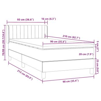 Boxspringbett mit Matratze Hellgrau 90x210 cm Samt