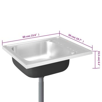Spüle mit Abtropffläche Set Silbern 600x500x155 mm Edelstahl
