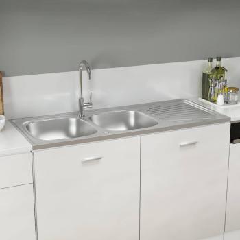 Doppelspüle Silbern 1200x600x155 mm Edelstahl