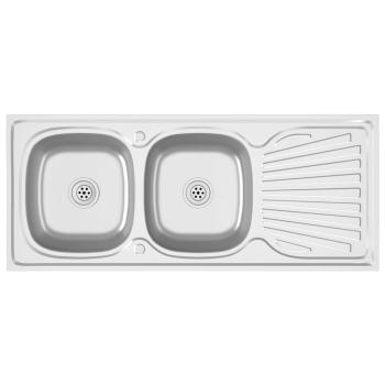 Doppelspüle Silbern 1200x600x155 mm Edelstahl