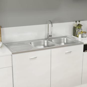 Doppelspüle Silbern 1200x600x155 mm Edelstahl