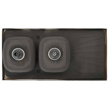 Doppelspüle Silbern 1200x600x155 mm Edelstahl