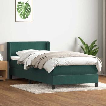 ARDEBO.de - Boxspringbett mit Matratze Dunkelgrün 80x220 cm Samt
