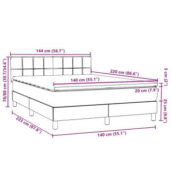 Boxspringbett mit Matratze Dunkelgrau 140x220 cm Samt