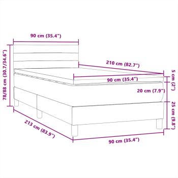 Boxspringbett mit Matratze Hellgrau 90x210 cm Samt