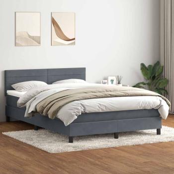 ARDEBO.de - Boxspringbett mit Matratze Dunkelgrau 140x220 cm Samt