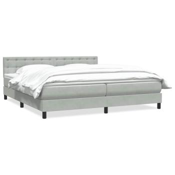 Boxspringbett mit Matratze Hellgrau 180x210 cm Samt