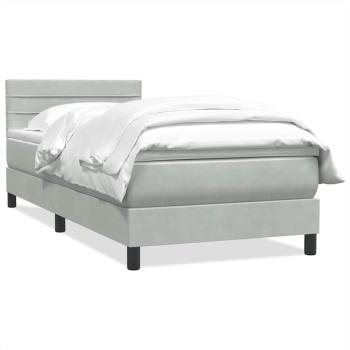 Boxspringbett mit Matratze Hellgrau 90x220 cm Samt