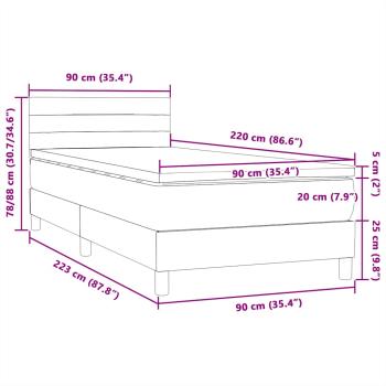 Boxspringbett mit Matratze Hellgrau 90x220 cm Samt