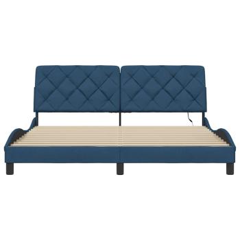 Bettgestell mit LED ohne Matratze Blau 180x200 cm Stoff