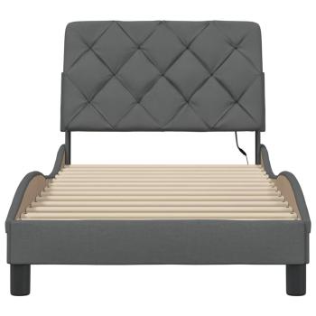 Bettgestell mit LED ohne Matratze Dunkelgrau 80x200 cm Stoff